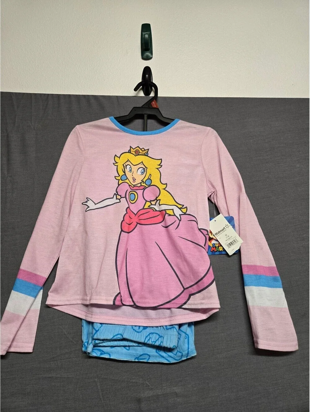Super Mario Princess Peach Girls Pajama Set Size M 7-8